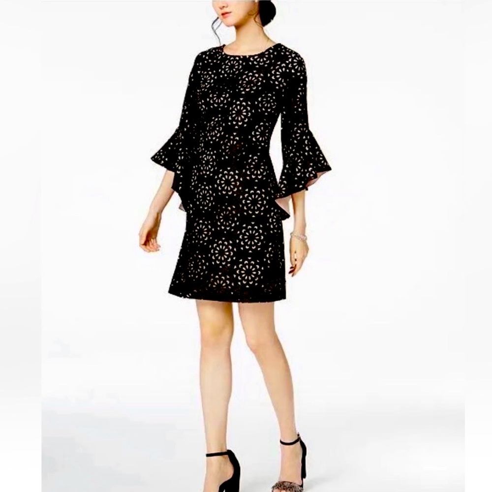 Black Label Sheath Dress Black and Cream Bateau Neck